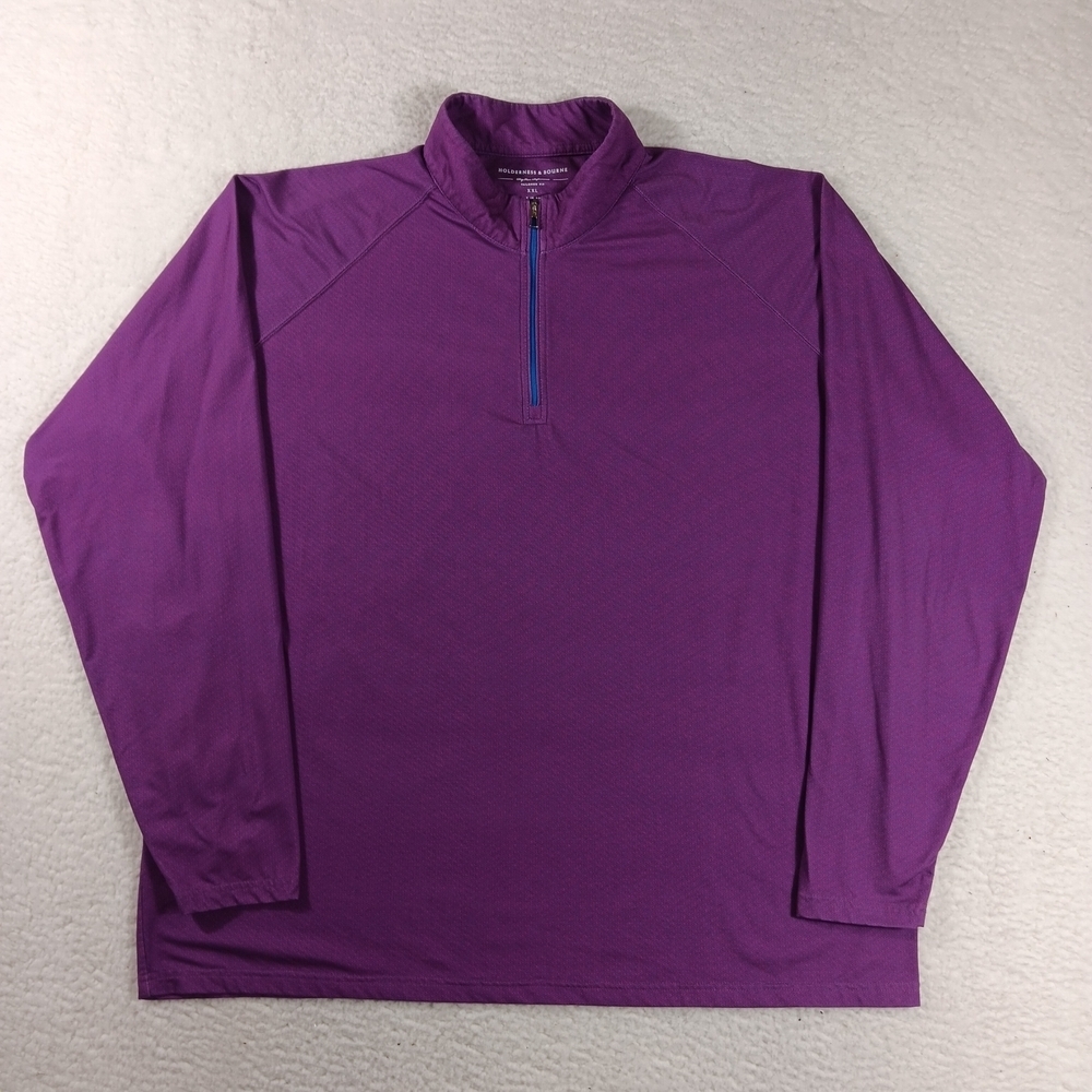 Holderness & Bourne Pullover Mens XXL Purple Performamce 1/4 Zip Geometric